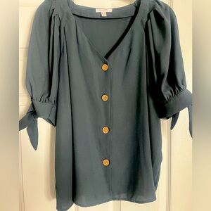 LC Lauren Conrad Button Up Tie Sleeve Blouse